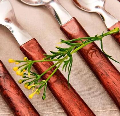 Imagem de Combo talheres elementos 80 pecas mogno