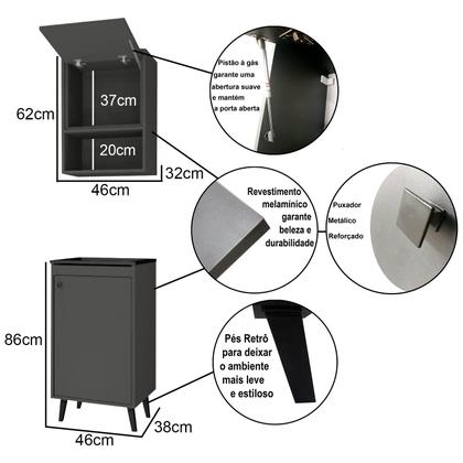 Imagem de Combo Tanque de lavanderia 22L Retrô + Armário 46cm Premium