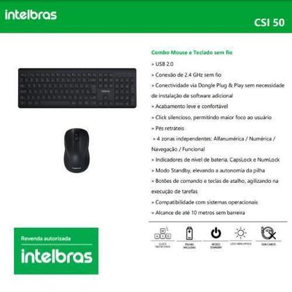 Imagem de Combo Teclado E Mouse Sem Fio Csi 50 Intelbras