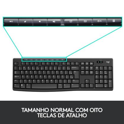 Imagem de Combo Teclado e Mouse sem fio Logitech MK270 com Teclas de Mídia de Fácil Acesso, Conexão USB, Pilhas Inclusas e Layout ABNT2 -920-004433