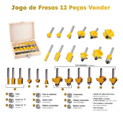 Imagem de Combo Tupia 1/4 500w Ws5047 + Fresas Com Maleta Wesco Vonder