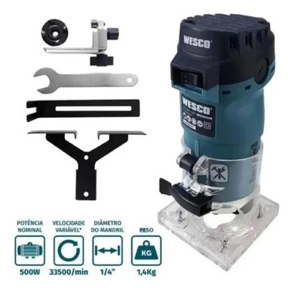 Imagem de Combo Tupia 1/4 500w Ws5047 + Fresas Com Maleta Wesco Vonder
