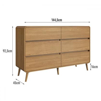 Imagem de Cômda Infantil Curve 6 Gavetas Carvalho Xingu - Completa Móveis