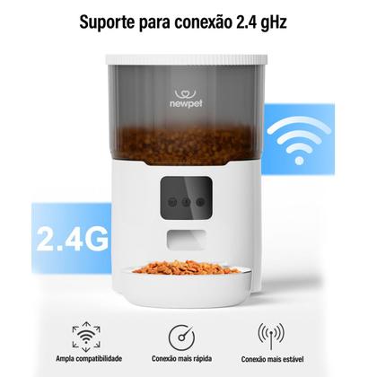 Imagem de Comedouro Alimentador Automático Cães e Gatos Inteligente APP Com Comando De Voz E Temporizador