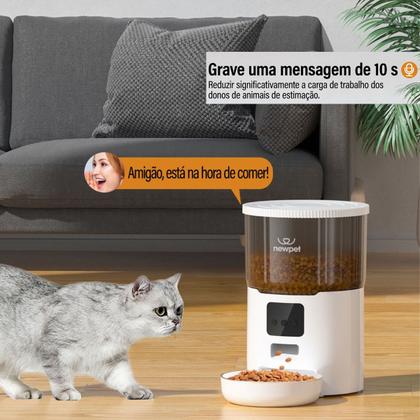 Imagem de Comedouro Alimentador Automático Cães e Gatos Inteligente APP Com Comando De Voz E Temporizador