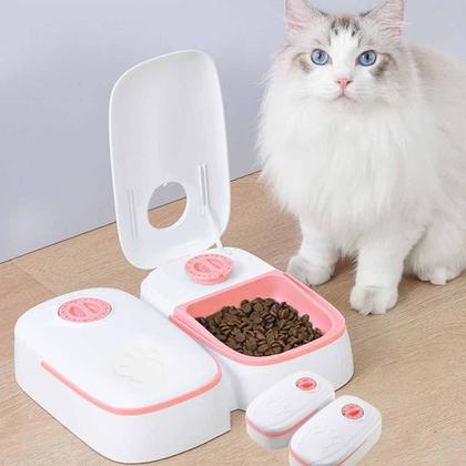 Imagem de Comedouro Alimentador Pet Com Temporizador Cachorro Gato Bichos Agua Raçao Alimentaçao Resistente