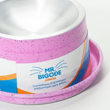 Imagem de Comedouro Antiformiga Para Gatos Mr. Bigode Júnior Cor Rosa, Capacidade 140ml Ergonômico