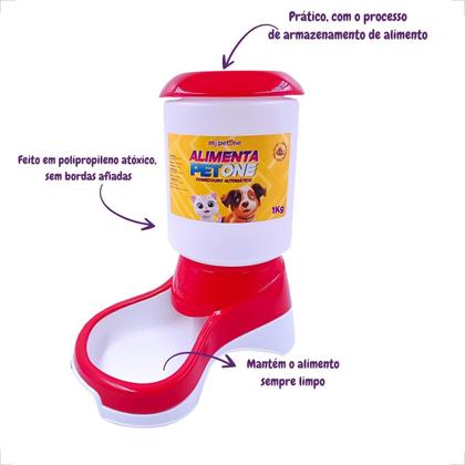 Imagem de Comedouro Automático Alimenta Pet One - Vermelho