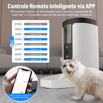 Imagem de Comedouro Automático Inteligente Cães e Gatos Pet 4L APP Câmera Comando De Voz e Temporizador