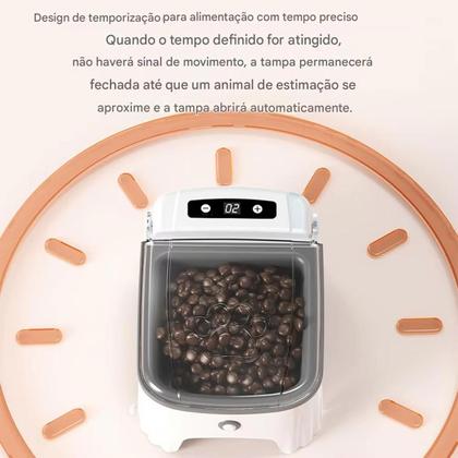 Imagem de Comedouro Automatico Pet Cao Gato Cachorro Raçao Sensor Movimento Presença Temporizador Programavel Animal de Estimaçao