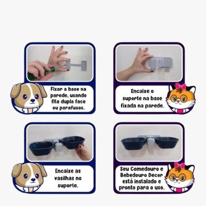 Imagem de Comedouro Bebedouro DECOR Duplo Elevado Para Gato e Cachorro acompanha parafusos