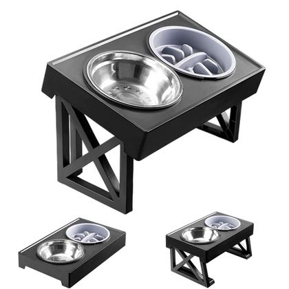 Imagem de Comedouro Bebedouro Duplo Pet Elevado Inox Cães Ajustável