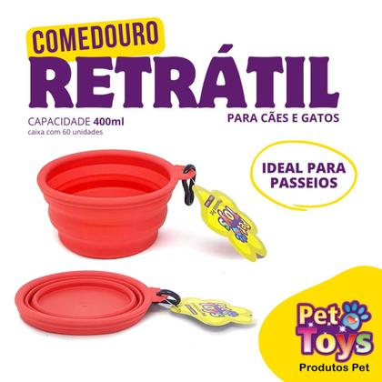 Imagem de Comedouro Bebedouro Retrátil Para Cães e Gatos 400 ml Azul