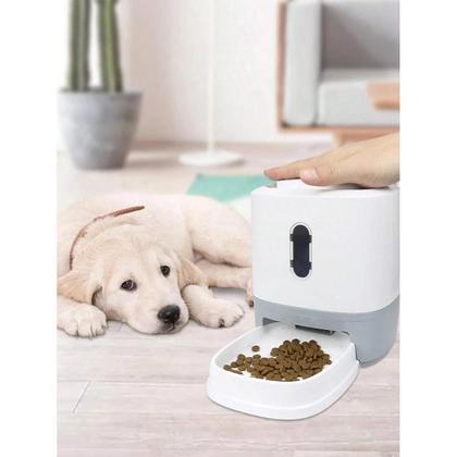 Imagem de Comedouro Botao Automatico Cai Raçao Patinha Cachorro Cao Pet Gato Brinquedo Interativo Animal de Estimaçao Comportamento