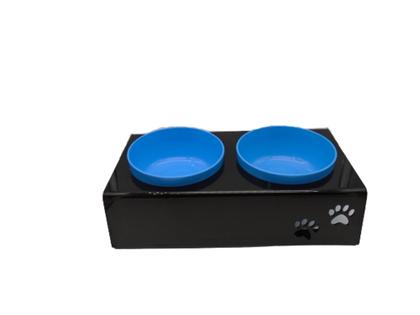 Imagem de Comedouro duplo para cães e gatos em acrílico com potes