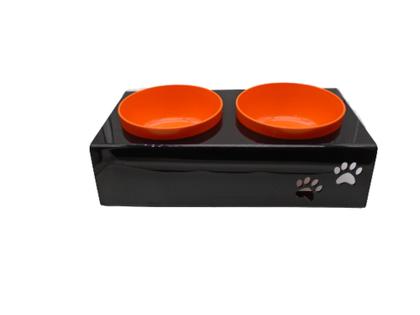 Imagem de Comedouro duplo para cães e gatos em acrílico com potes