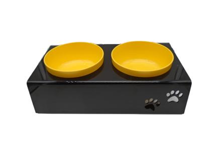 Imagem de Comedouro duplo para cães e gatos em acrílico com potes