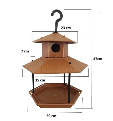 Imagem de Comedouro e Tratador Com Casinha Ecológico Para Pássaros Livres