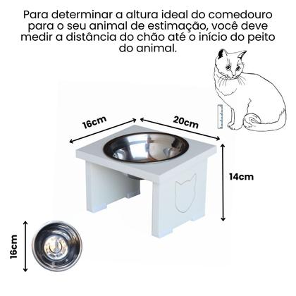 Imagem de Comedouro Elevado Pet Gato MDF Simple  - Inox