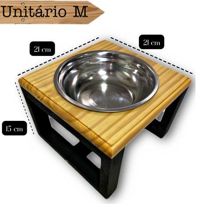 Imagem de Comedouro Elevado Unitário Para Cães e Gatos - Tamanho M Cor:Madeira