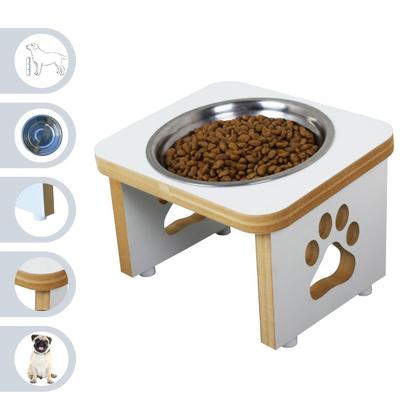 Imagem de Comedouro Pet Cachorro Elevado MDF Linha Basic - Branco