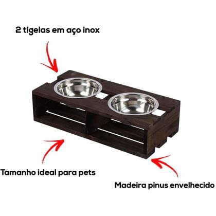Imagem de Comedouro Pet para Cães e Gatos com 2 Potes tamanho M Stolf