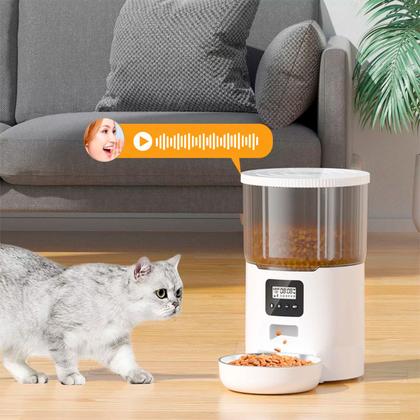 Imagem de Comedouro Pet Robotizado Alimentador Inteligente 4L APP Wifi Alto Falante Temporizador Cachorro Gato