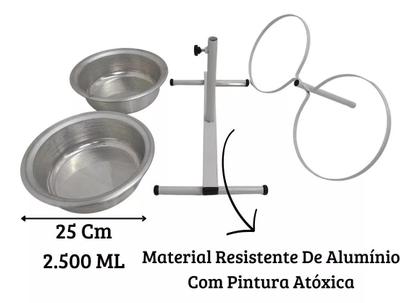 Imagem de Comedouro Regulável Duplo Grande Elevado Ajustável Alumínio