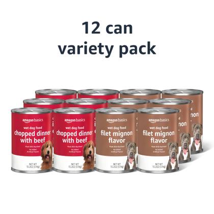 Imagem de Comida enlatada para cães Amazon Basics, jantar moído picado 390g