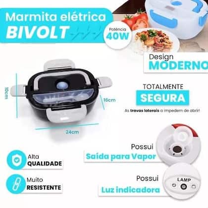 Imagem de Comida Quente em Qualquer Lugar: Marmita Elétrica 1,5 Litros Multiuso 12v 110v