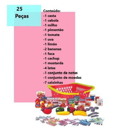 Imagem de Comidinhas De Brinquedo Com Dinheiro E Cestinha Faz De Conta