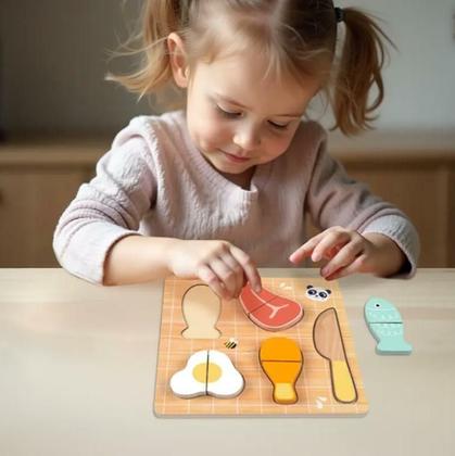 Imagem de Comidinhas de tiras autocolantes para cortar brinquedo Madeira Tooky