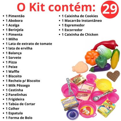 Imagem de Comidinhas Kit Cestinha c/ panelinhas Brinquedos Legumes Sorvete HortiFruti Infantil