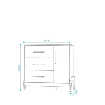 Imagem de Cômoda 1 Porta 3 Gavetas Guti Retrô - Peroba Moveis