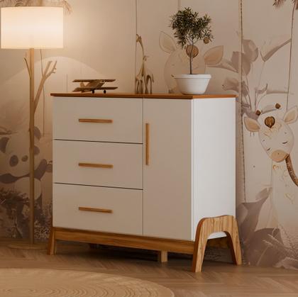 Imagem de Cômoda 1 Porta 3 Gavetas Guti Retrô - Peroba Moveis