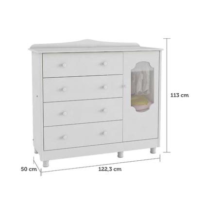 Imagem de Cômoda 1 Porta 4 Gavetas MDF Noah Móveis Peroba