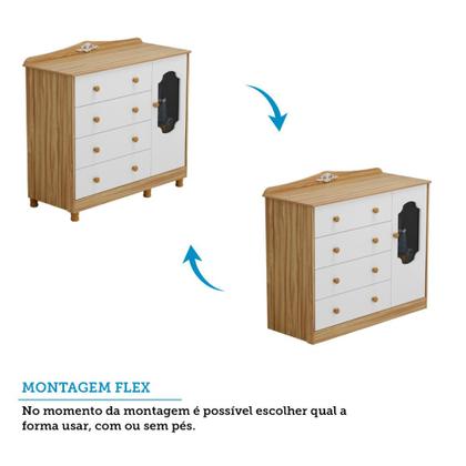 Imagem de Cômoda 1 Porta 4 Gavetas MDF Noah Móveis Peroba