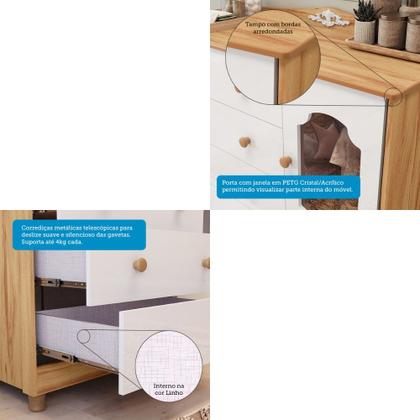 Imagem de Cômoda 1 Porta 4 Gavetas MDF Noah Móveis Peroba