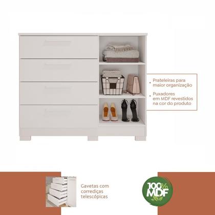 Imagem de Cômoda 1 Porta 4 Gavetas MDF Sophia Espresso Móveis Branco