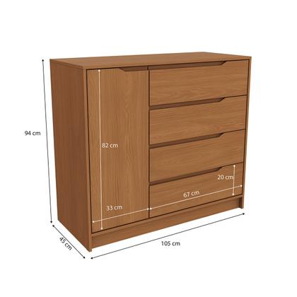 Imagem de Cômoda 1 Porta 4 Gavetas R260 Canela - Kappesberg