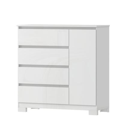 Imagem de Cômoda 1 Porta 4 Gavetas Vega Estilo Moderno Branco