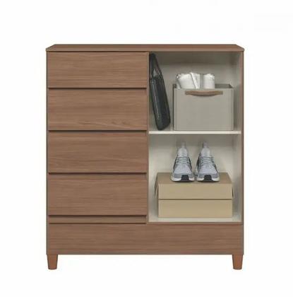 Imagem de Comoda 1 Porta com 4 Gavetas Com Pés Jequetiba