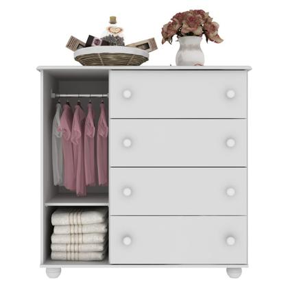 Imagem de Cômoda 1 Porta e 4 Gavetas Pimpolho Multimóveis Branca