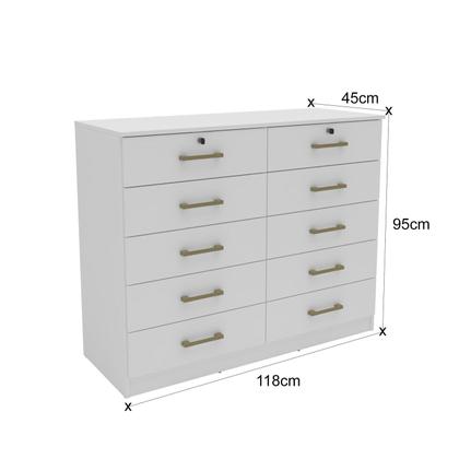 Imagem de Cômoda 10 Gavetas com 2 Chave Londres