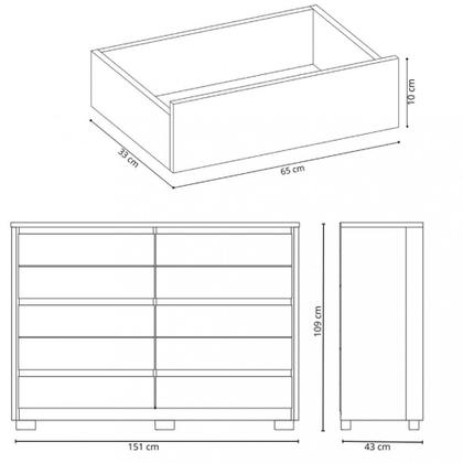 Imagem de Cômoda 10 Gavetas Duetto Albatroz