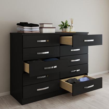 Imagem de Cômoda 10 Gavetas Dunas Preto - Pnr Móveis