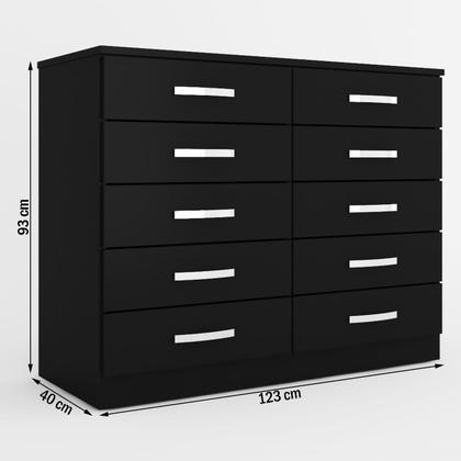 Imagem de Cômoda 10 Gavetas Dunas Preto - Pnr Móveis