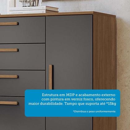 Imagem de Cômoda 130,20cm 2 Pt E 4 Gv Eliot Estilo Mm Jatoba/grafitte