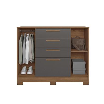 Imagem de Cômoda 130,20cm 2 Pt E 4 Gv Eliot Estilo Mm Jatoba/grafitte