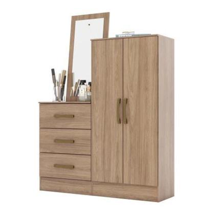 Imagem de Cômoda 2 Portas 3 Gavetas Com Espelho Henn Jequitibá